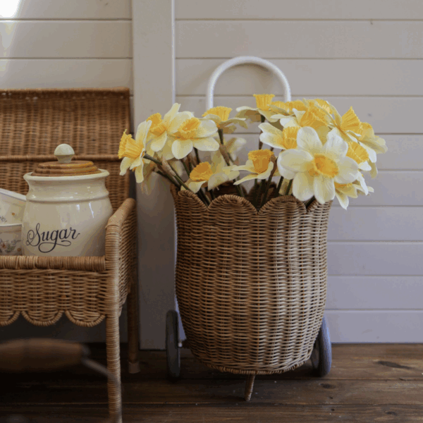 Panier à roulettes Luggy handmade en rotin l Pétale l Naturel – Image 2