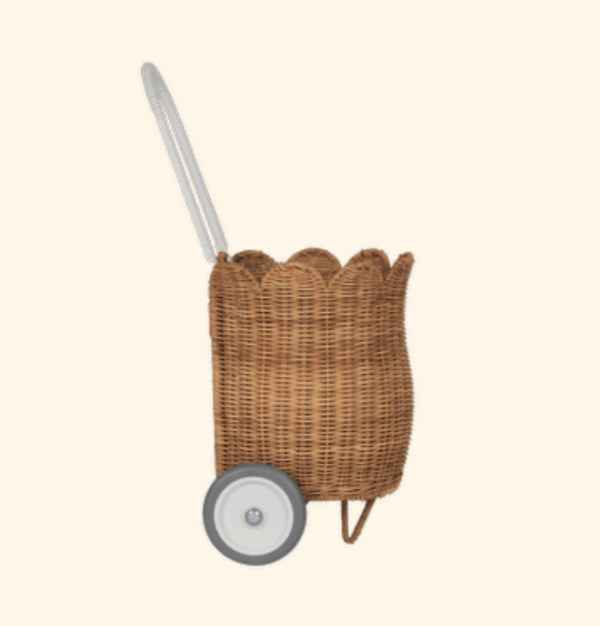Panier à roulettes Luggy handmade en rotin l Pétale l Naturel