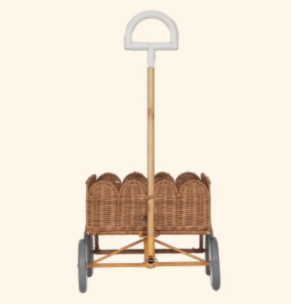 Chariot à roulettes handmade en rotin l Pétale l Naturel