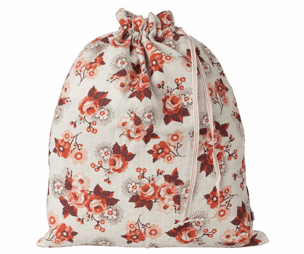 Pochon cadeau en coton biologique l Floral rose
