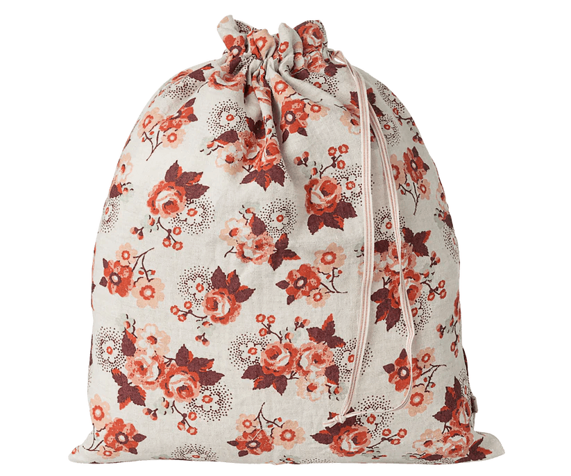 Pochon cadeau en coton biologique l Floral rose