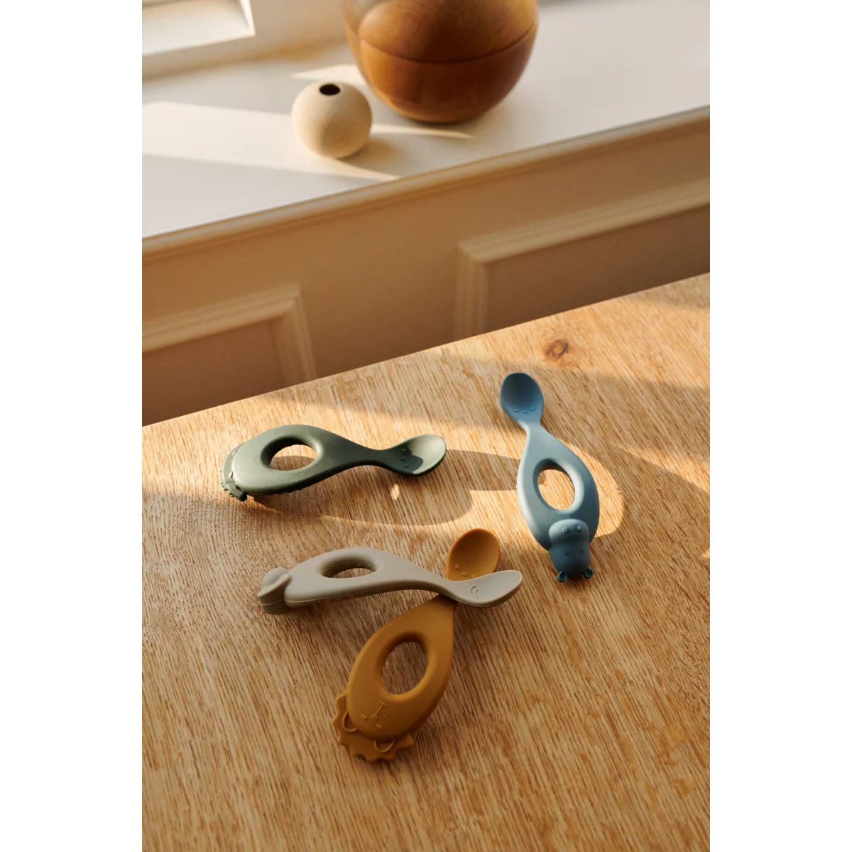Cuillères en silicone Liva l Lot de 4 l Safari/blue mix