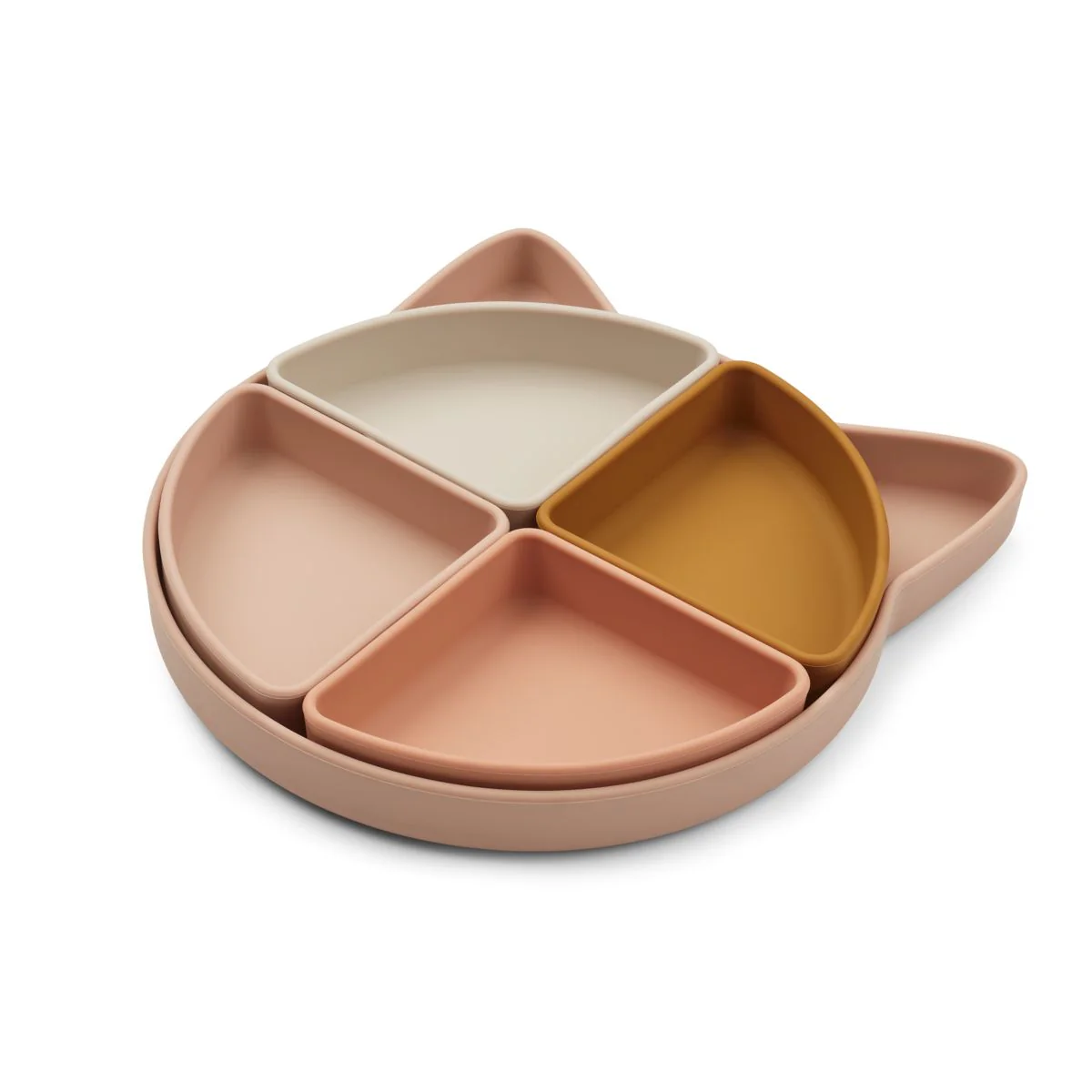 Assiette à compartiments en silicone l Arne l Chat l Rose multi mix