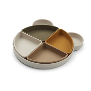 Assiette à compartiments en silicone l Arne l Ours l Sable multi mix