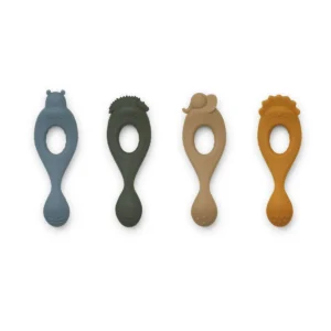 Cuillères en silicone Liva l Lot de 4 l Safari/blue mix