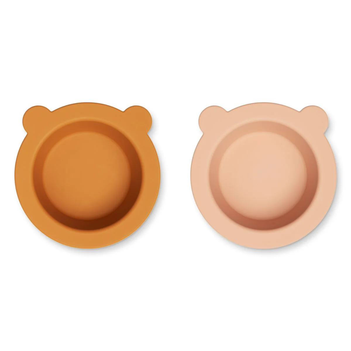Bols à ventouse en silicone l Lot de 2 l Peony l Ours l Moutarde/Rose de Toscane