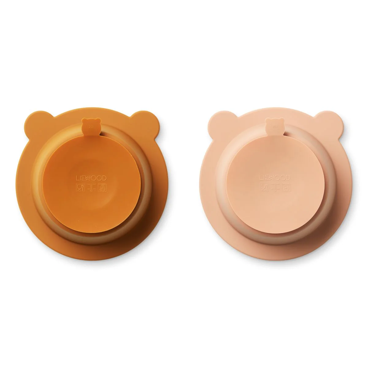 Bols à ventouse en silicone l Lot de 2 l Peony l Ours l Moutarde/Rose de Toscane – Image 3