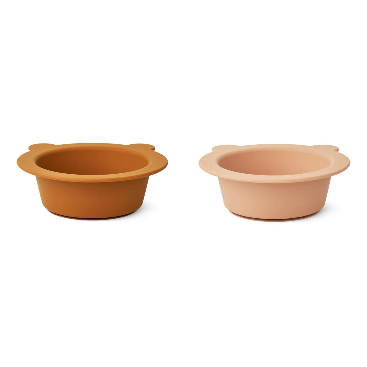 Bols à ventouse en silicone l Lot de 2 l Peony l Ours l Moutarde/Rose de Toscane