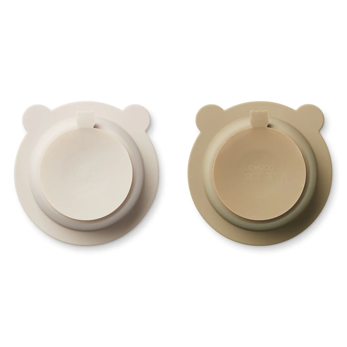 Bols à ventouse en silicone l Lot de 2 l Peony l Ours l Sable/avoine – Image 3