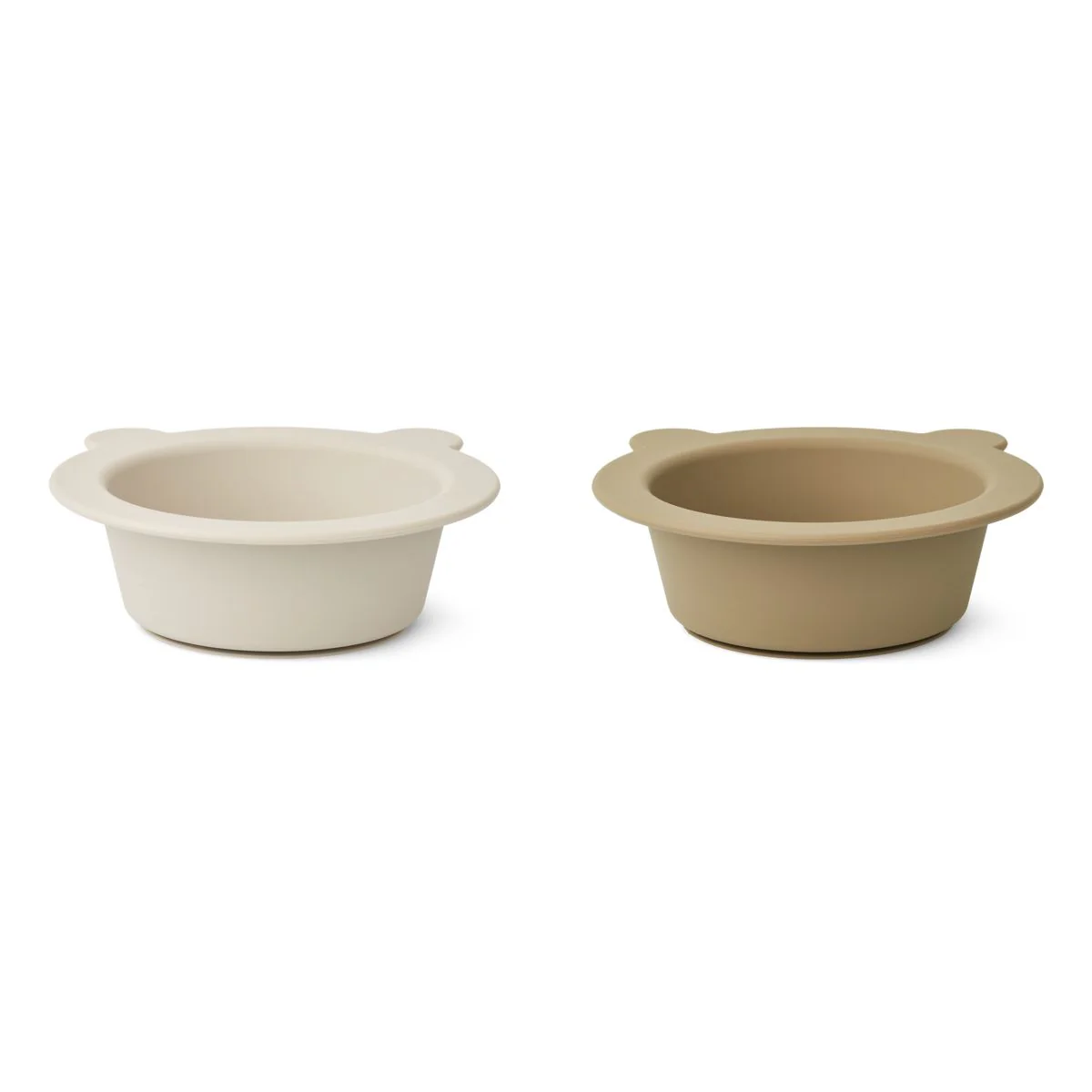 Lot de 2 bols à ventouse en silicone l Peony l Ours l Sable/avoine
