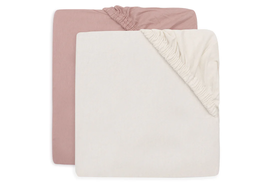 Drap housse jersey 40x80 cm l Lot de 2 l Wild Rose/Ivory