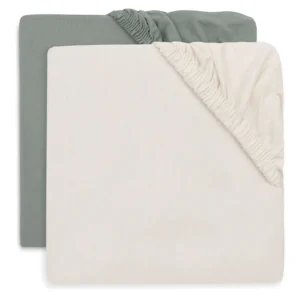Drap housse jersey 40×80 cm l Lot de 2 l Sea Green/Ivory