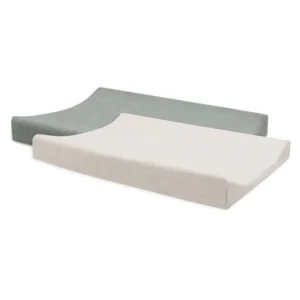 Housse de matelas à langer éponge 50×70 cm Terry l Lot de 2 l Sea Green/Ivory