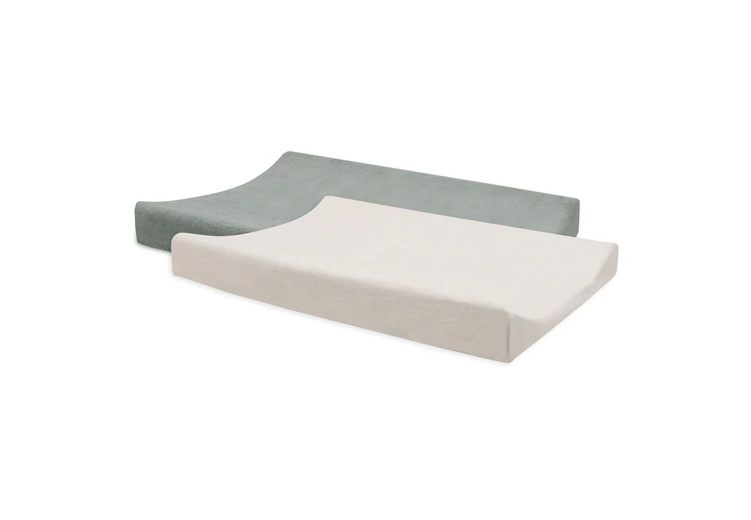 Housse de matelas à langer éponge 50x70 cm Terry l Lot de 2 l Sea Green/Ivory
