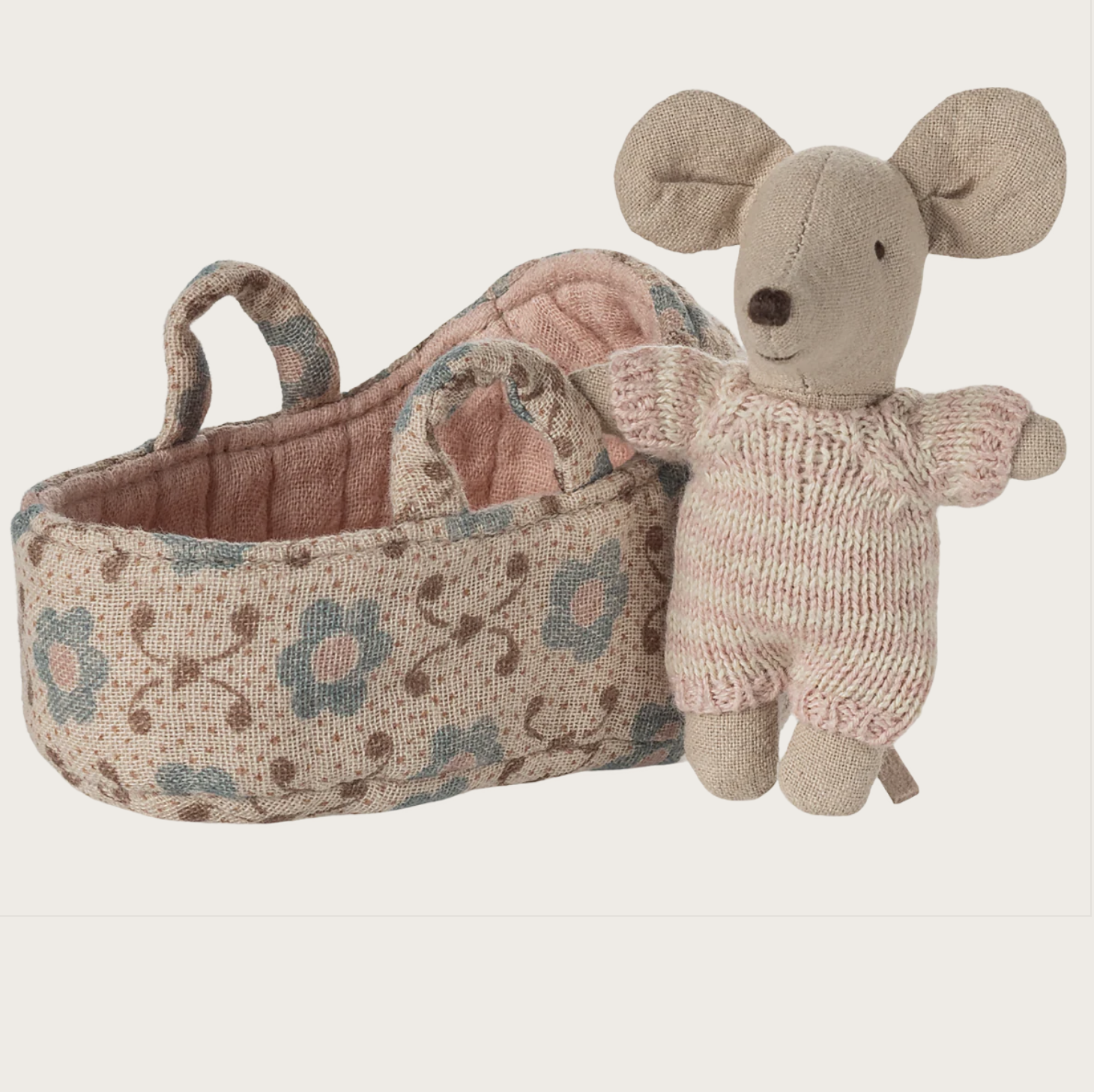 Bébé souris dans son couffin l Rose