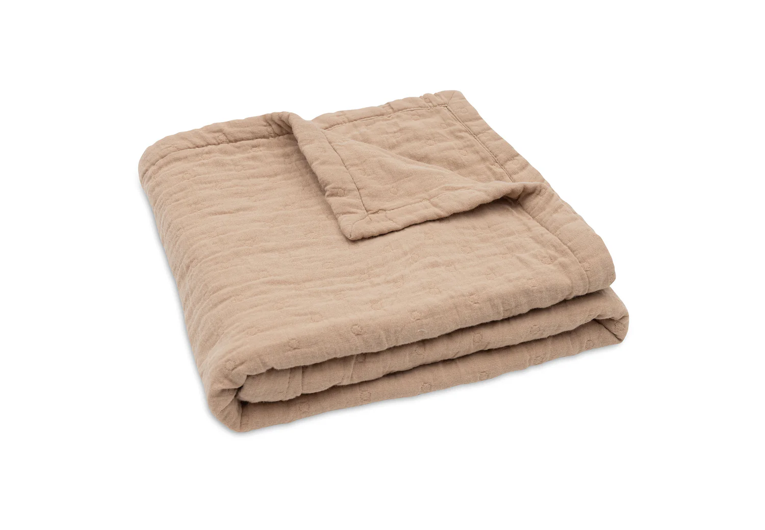 Couverture en mousseline de coton bio l Jacquard l 75x100 cm l Biscuit