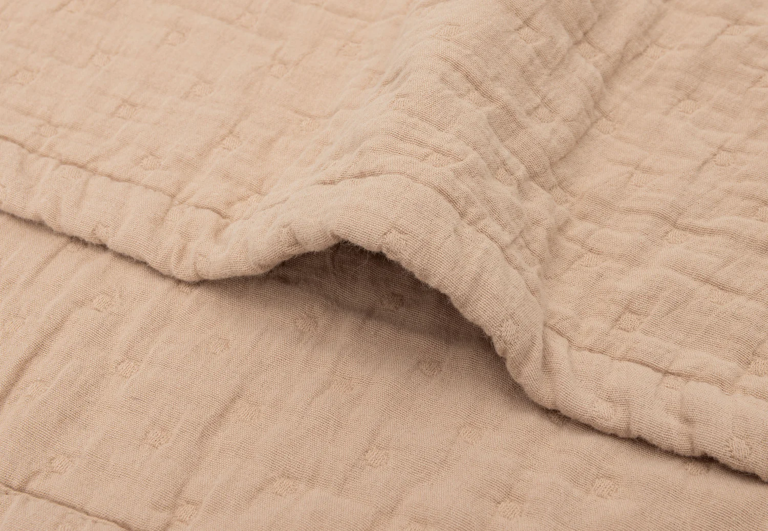 Couverture en mousseline de coton bio l Jacquard l 75x100 cm l Biscuit