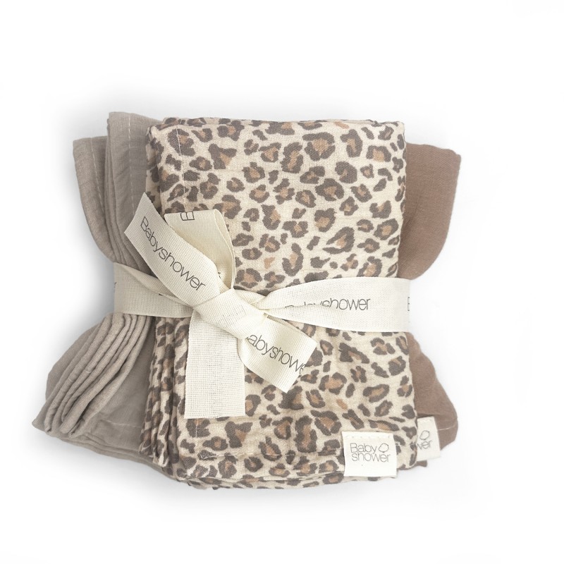 Set langes en coton bio l Lot de 3 l Wild print