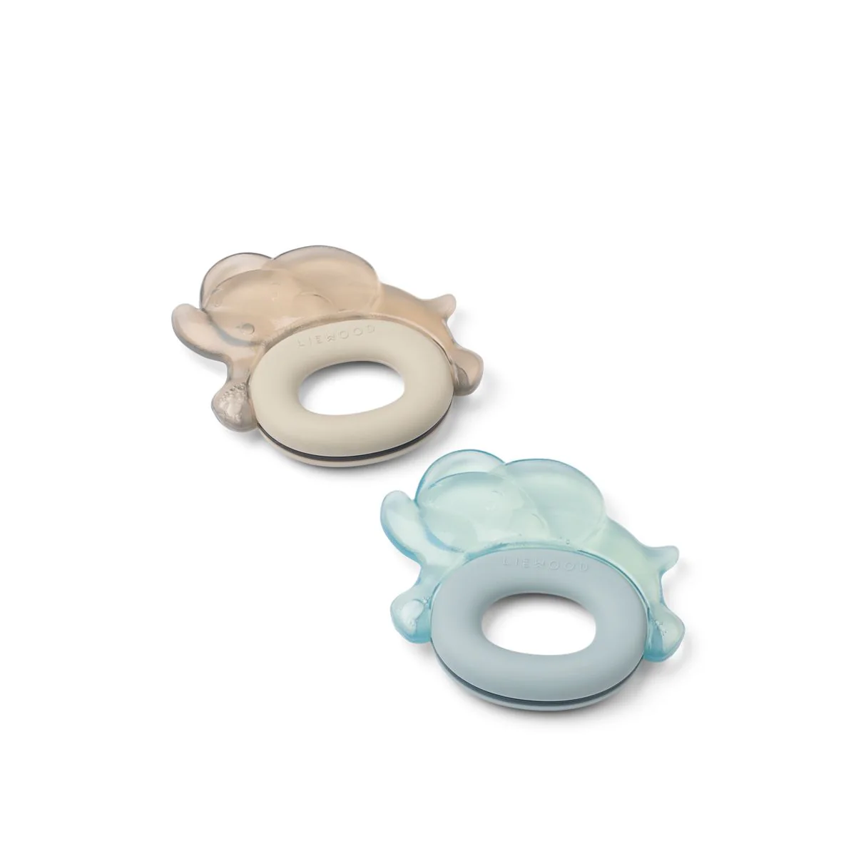 Anneau de dentition raffraichissant l Lot de 2 l Rita Elephant l Dove blue / Sandy