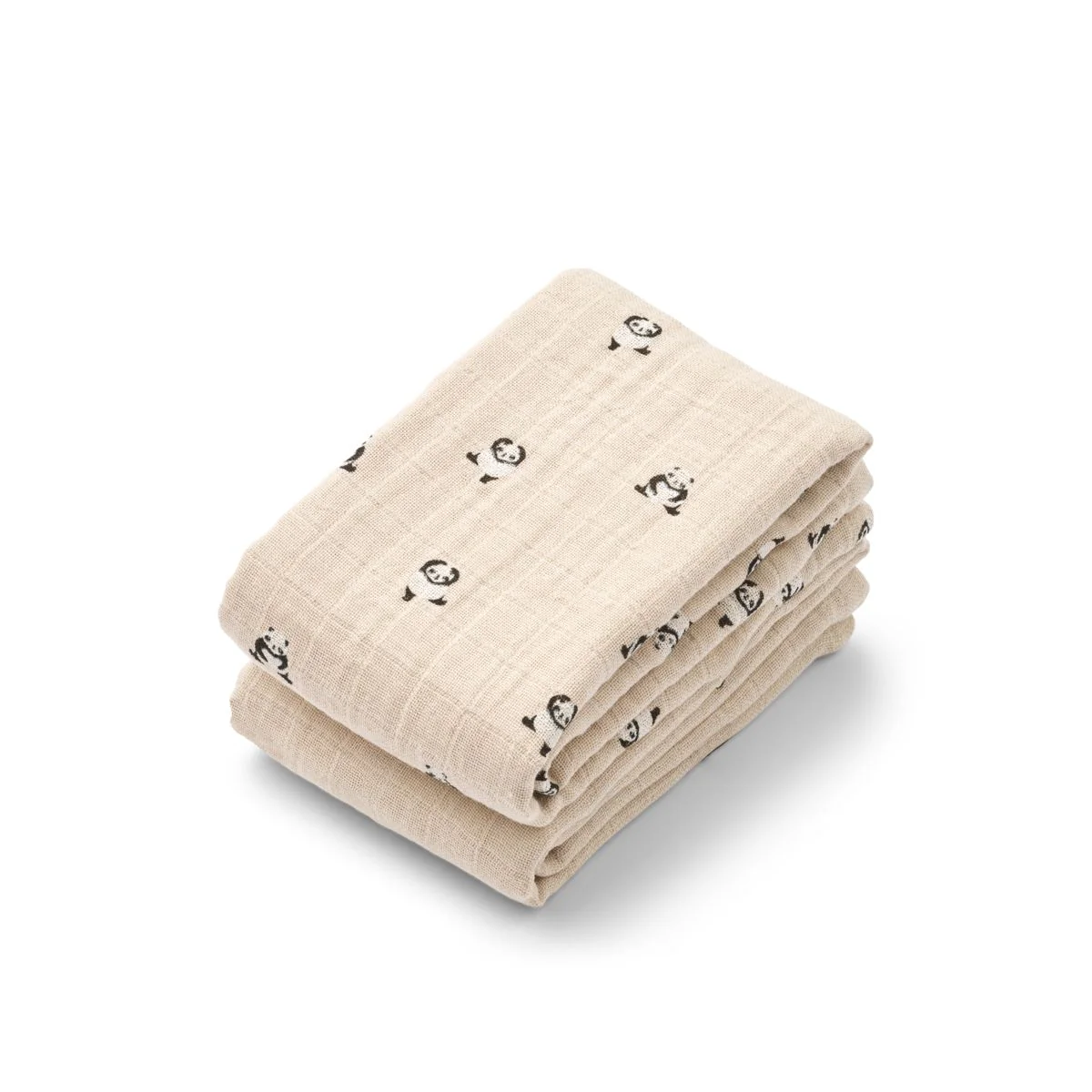 Langes en mousseline de coton bio l Lewis l Lot de 2 l Mini panda / Sandy mix