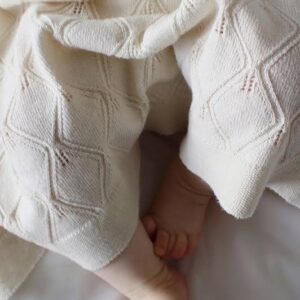Couverture en tricot Bio l Feuille l Naturel