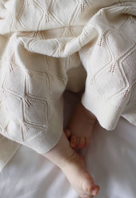 Couverture en tricot Bio l Feuille l Naturel