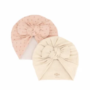 Turban twiny bébé handmade | Lot de 2 l Pois Blush