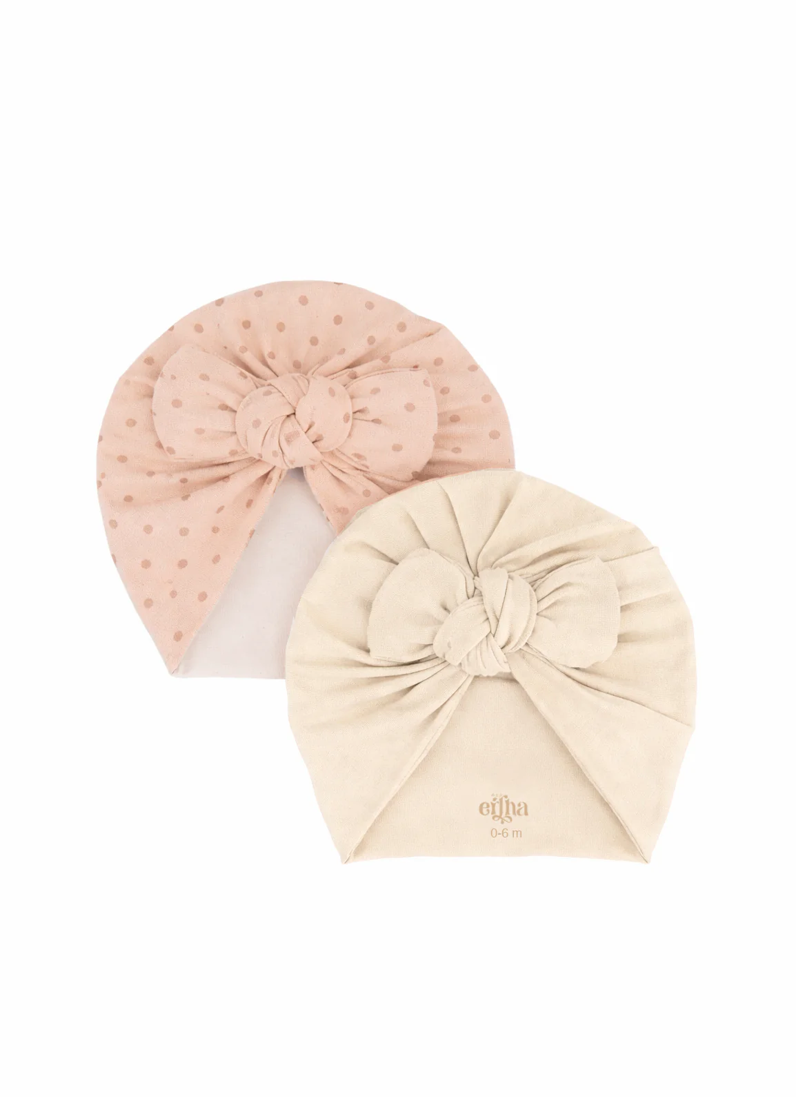 Turban twiny bébé handmade | Lot de 2 l 0-6 mois l Pois Blush