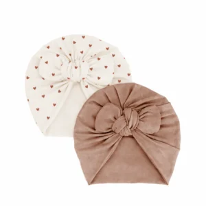 Turban twiny bébé handmade | Lot de 2 l Petits Coeurs