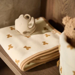 Couverture Berceau coton gaufré bio l 75x100cm l Mini Teddy bear