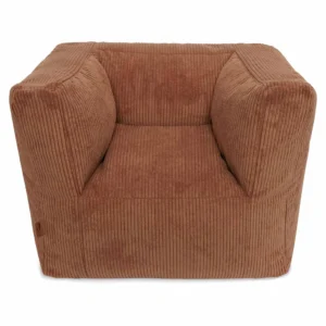 Fauteuil pouf enfant velours l Caramel