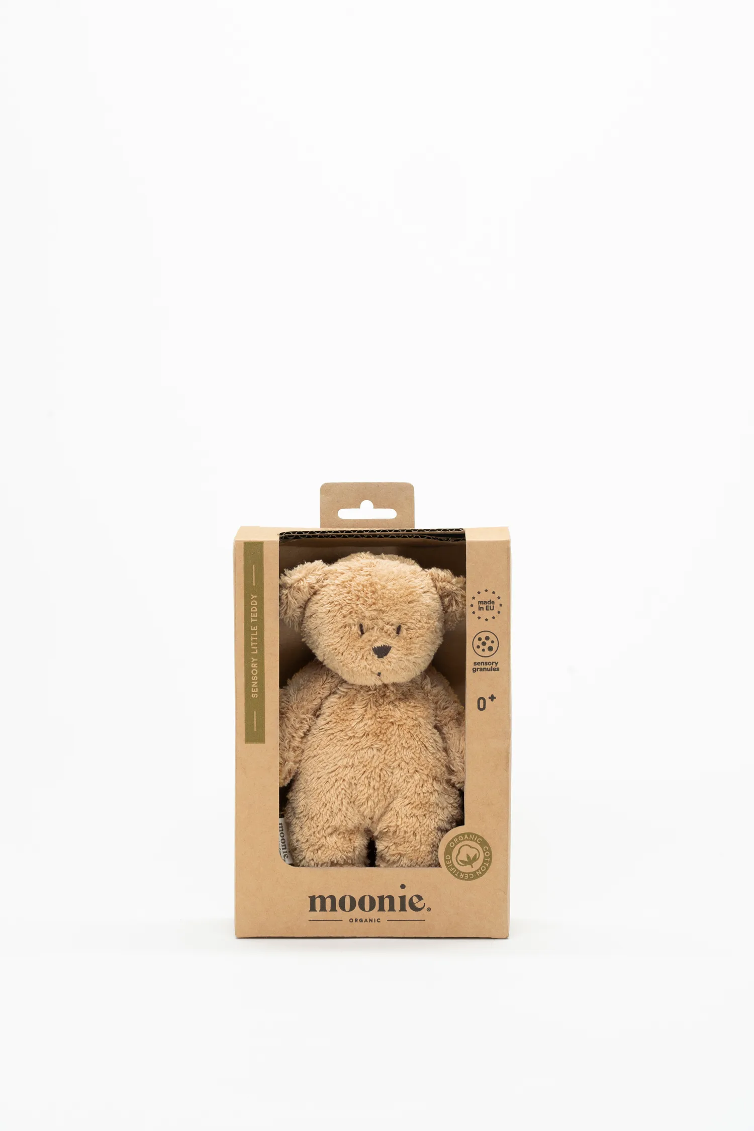 Petit ours sensoriel en coton bio l Moonie l Cappuccino – Image 3
