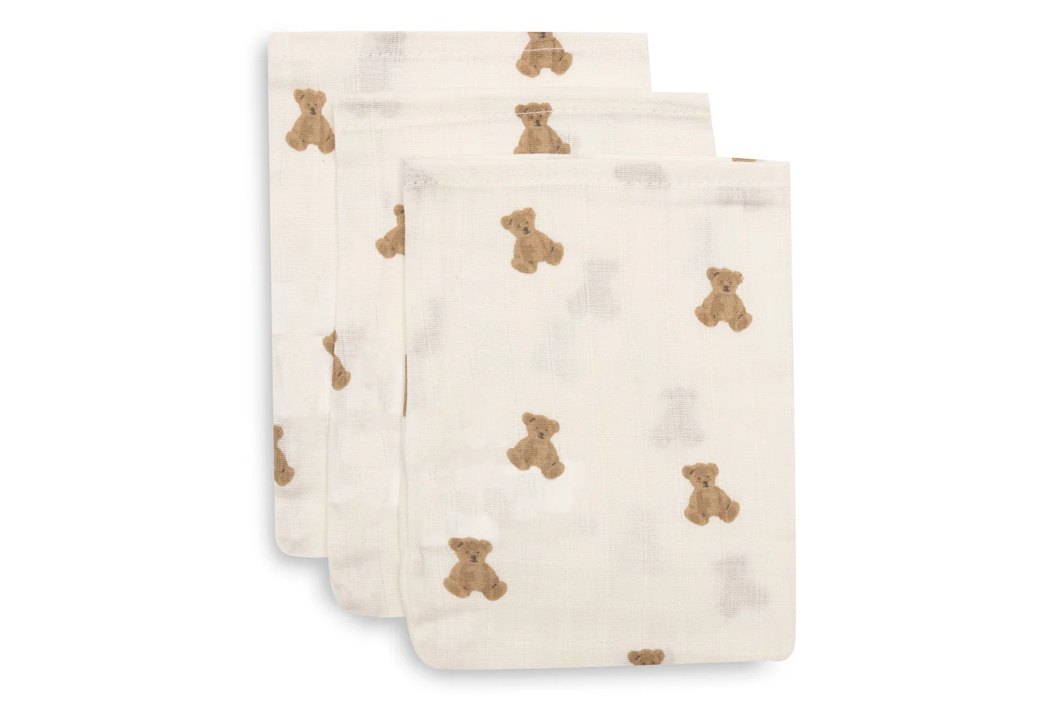 Gant de toilette gaze de coton bio l Lot de 3 l Mini Teddy bear