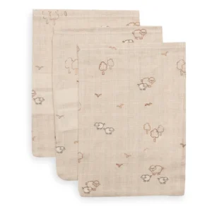 Gant de toilette gaze de coton bio l Lot de 3 l Woolly