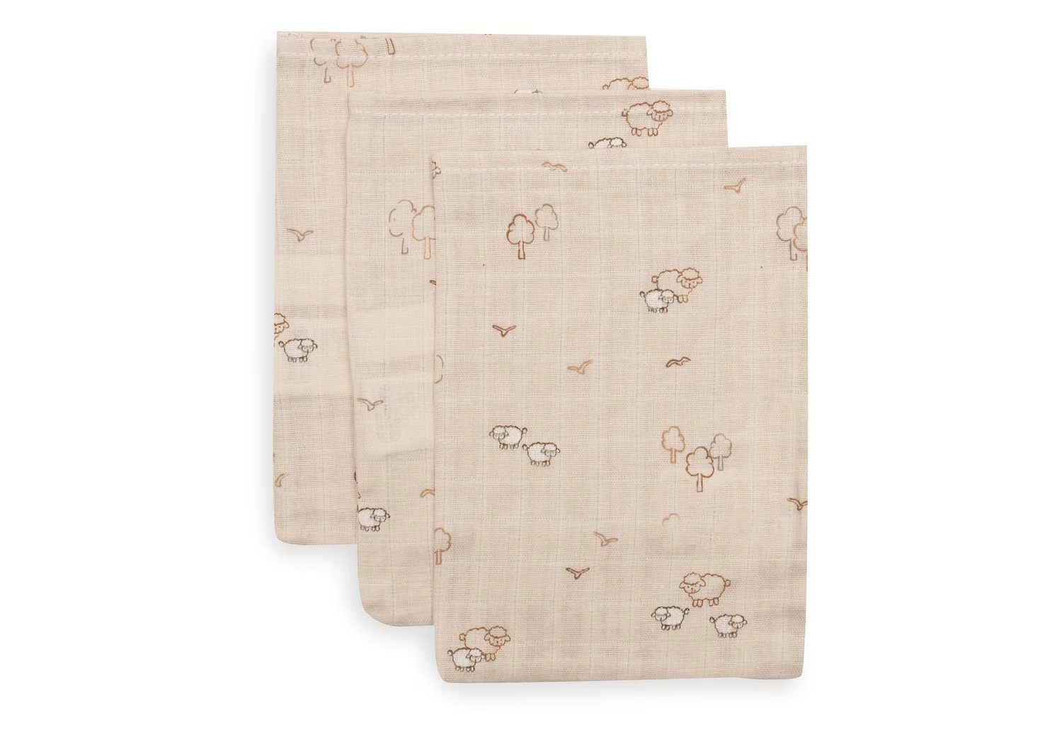 Gant de toilette gaze de coton bio l Lot de 3 l Woolly