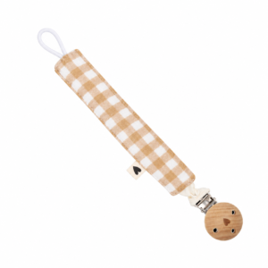 Attache-tétine gaze de coton handmade l Vichy Bois