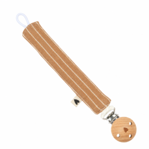 Attache-tétine gaze de coton handmade l Fines rayures Bois