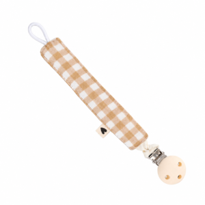 Attache-tétine gaze de coton handmade l Vichy Silicone écru