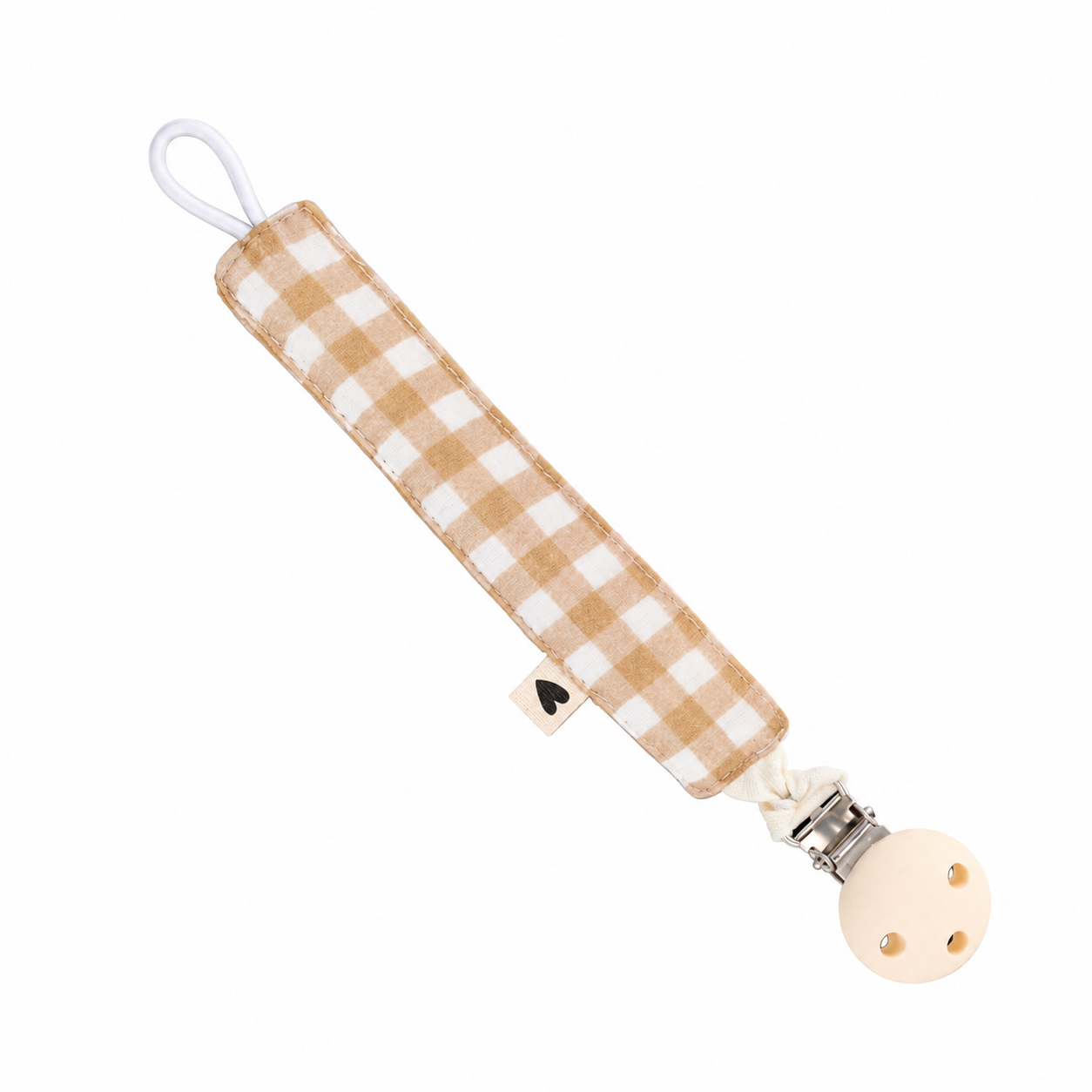 Attache-tétine gaze de coton handmade l Vichy Silicone écru
