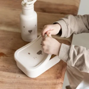 Lunch box compartimentée en silicone l Ourson sable