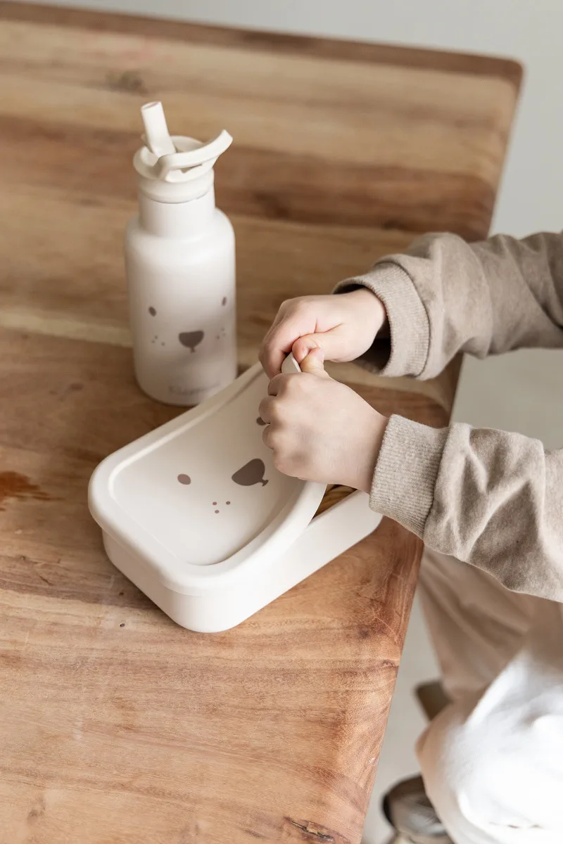 Lunch box compartimentée en silicone l Ourson sable
