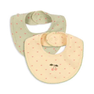 Bavoir Bandana en coton bio l Lot de 2 l Coeur golden