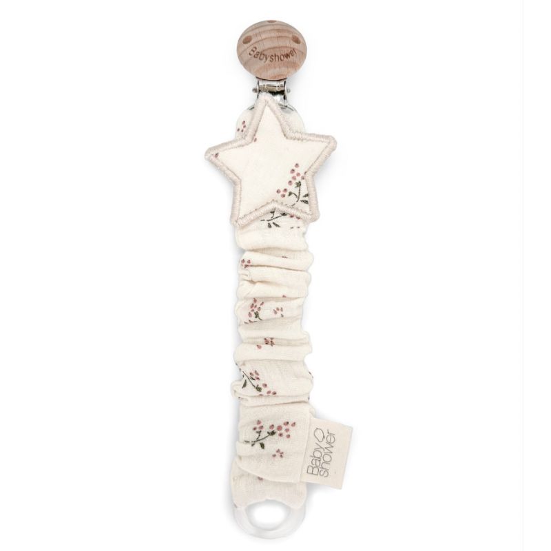 Attache-tétine gaze de coton bio l Etoile l Roseberry