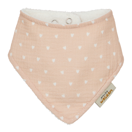 Bavoir bandana handmade Oeko-Tex l Beige l Petits coeurs