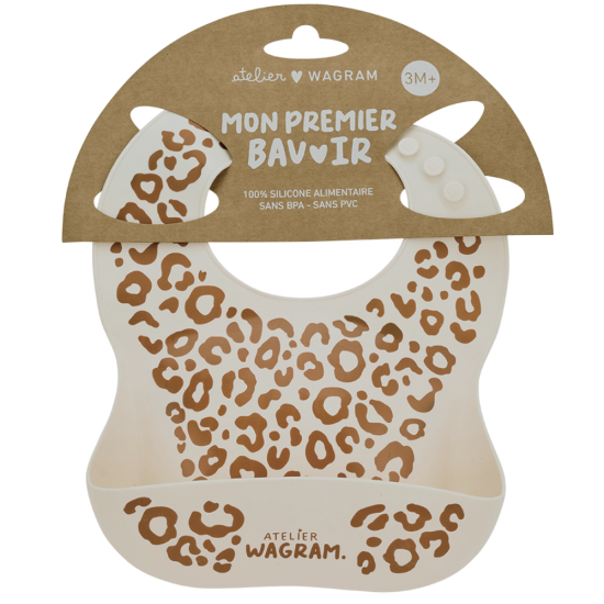 Bavoir en silicone l Crème Léopard – Image 4