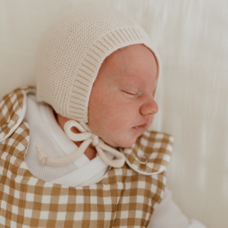 Béguin tricoté en laine mérinos l Crème – Image 5