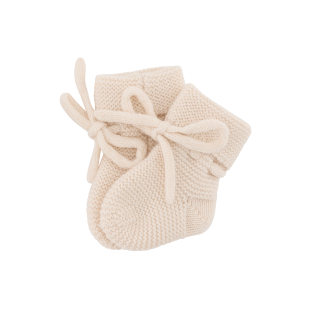 Chaussons bébé tricotés l Crème l 3-6 mois