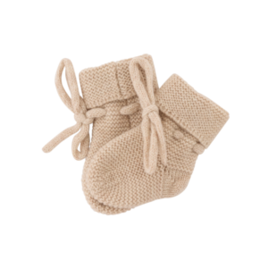 Chaussons bébé tricotés l Sable l 3-6 mois