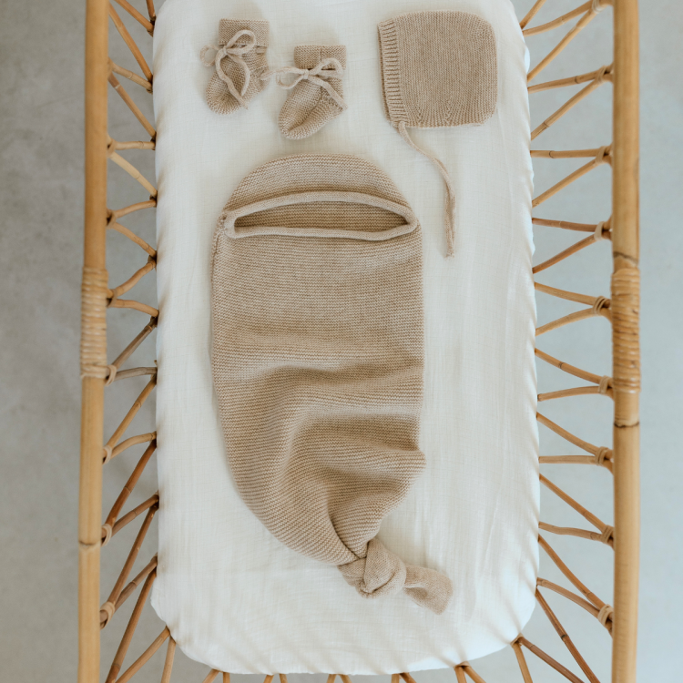 Chaussons bébé tricotés l Sable l 0-1 mois – Image 6