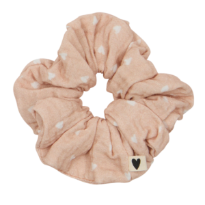 Chouchou gaze de coton handmade l Beige Petits Coeurs